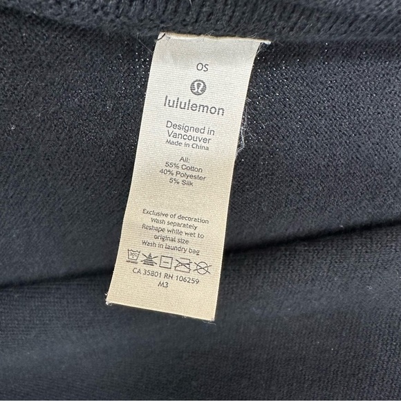 Lululemon Womens Free To Coast Wrap One Size Black Shawl Cotton Silk Blend - Picture 5 of 5